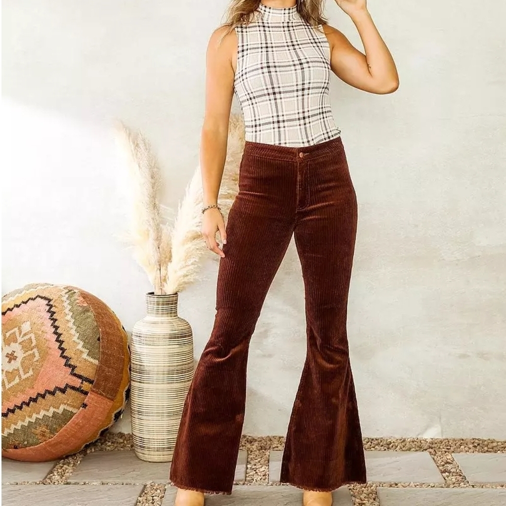 Brown Corduroy Flare Pants
